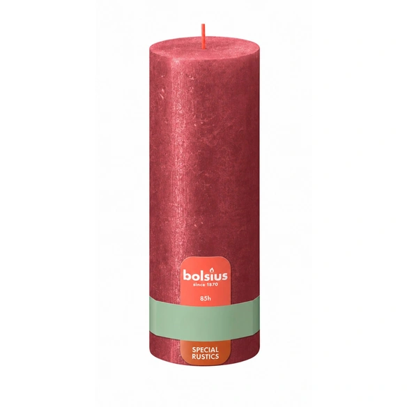 Stumpenkerze, »Rustik Shimmer«, Ø 6,8 cm, H: 19 cm, rot