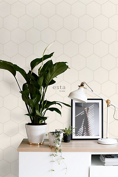 ESTAhome papier peint hexagone couleur sable 53 cm x 10.05 m