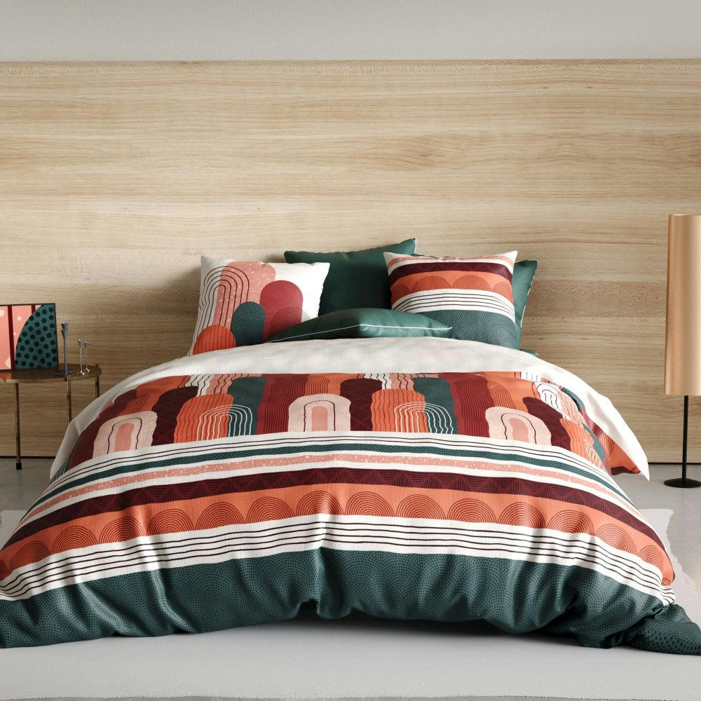 - Parure de lit 1 place coton à motifs 140x200 cm