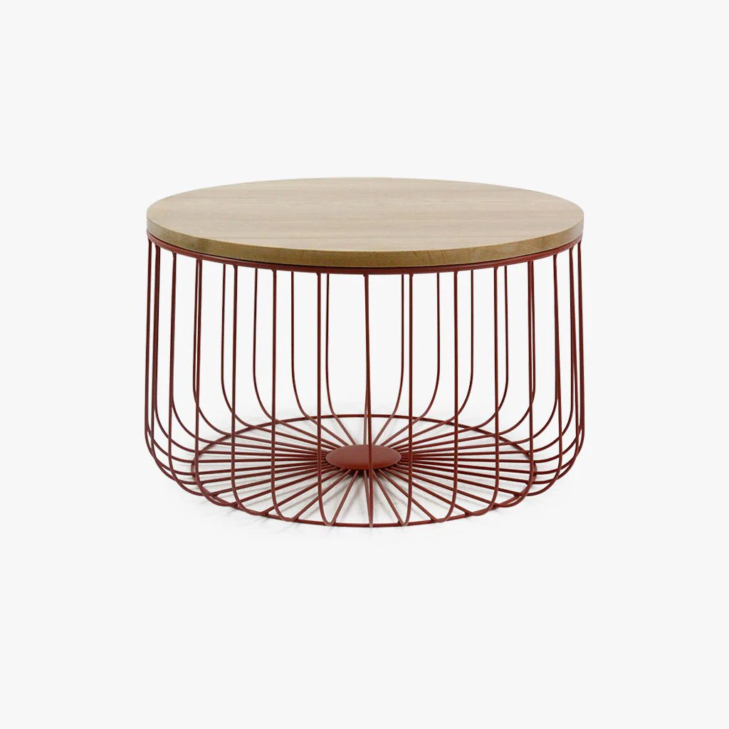 Mesa de Apoio Baixa com Estrutura em Metal Vermelho GIRONA