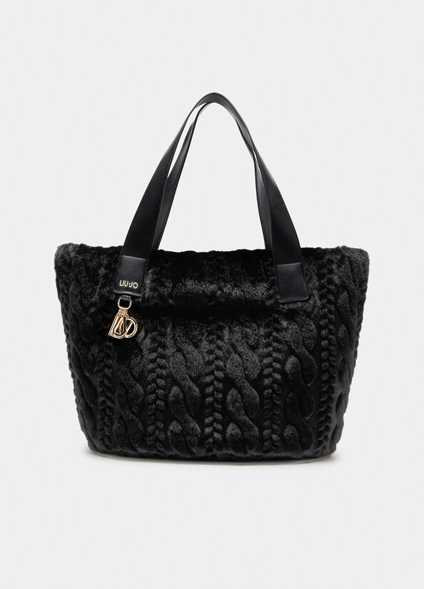 Hobo bag in pelliccia sintetica