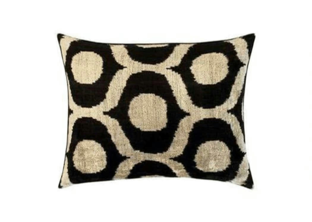 - Housse de coussin velours soie ikat  40x50 blanc