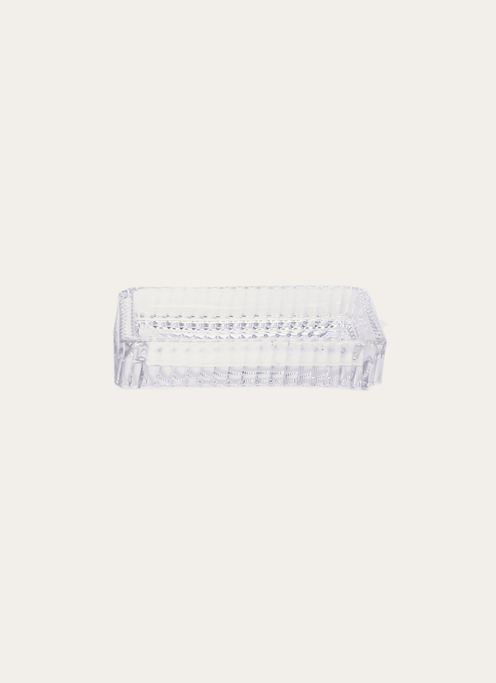 PORTE-SAVON EN VERRE STRIÉ TRANSPARENT