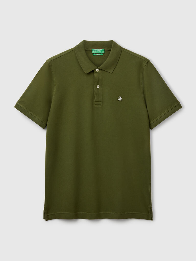 Olive green slim fit polo shirt