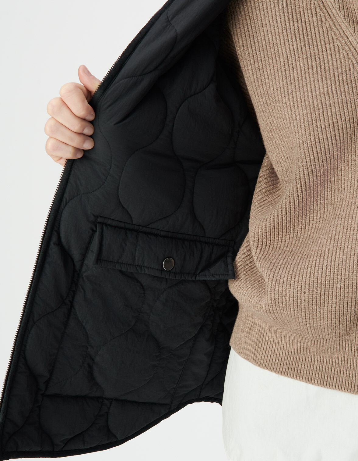 Sous-doudoune réversible noire matelassée Femme