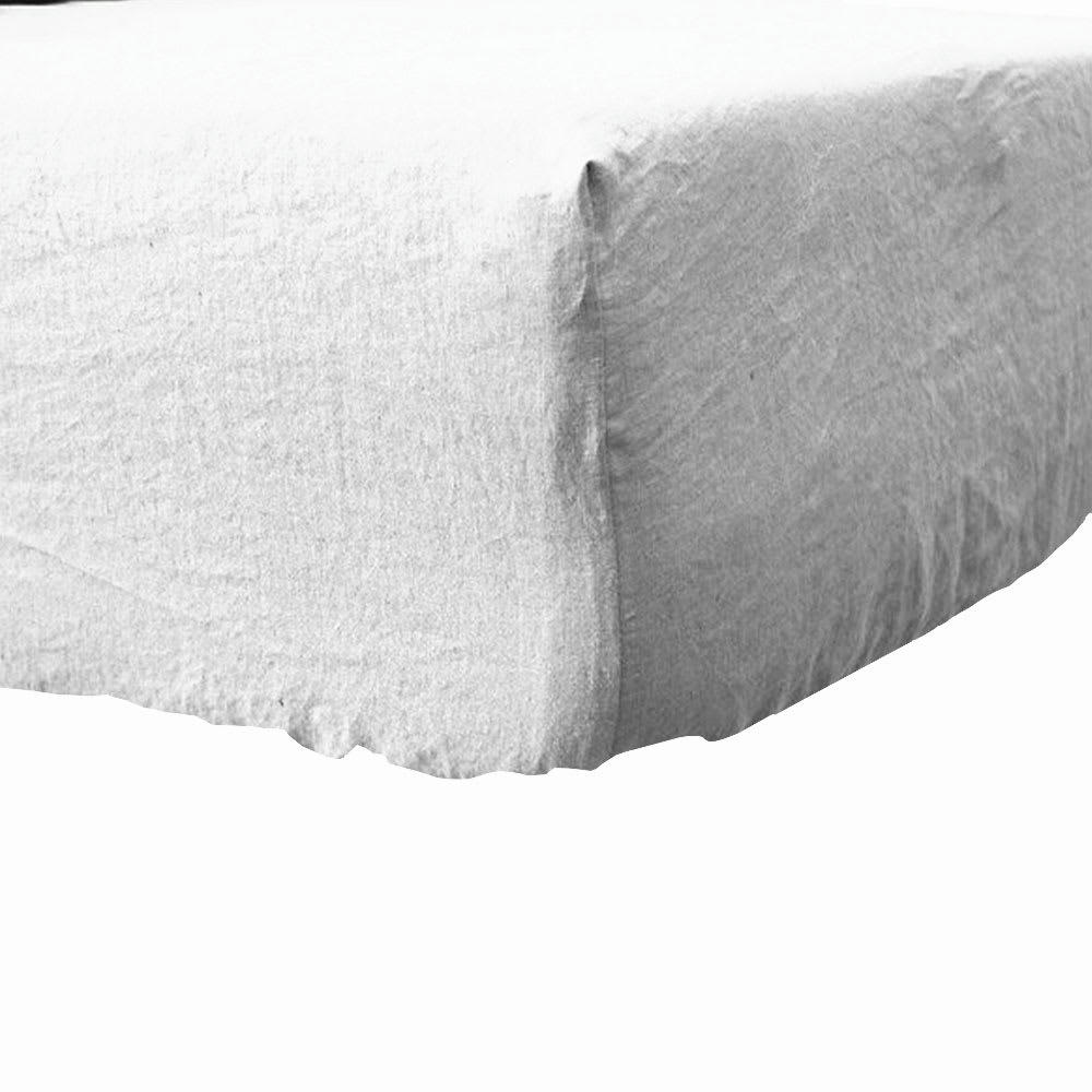 - Drap housse lin lavé blanc 140x190 cm