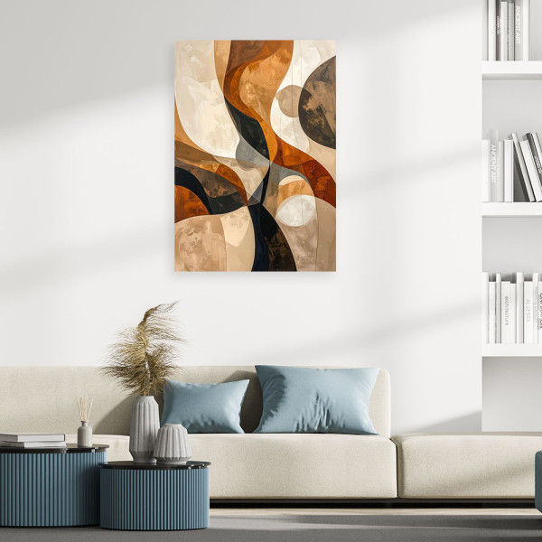 Obraz na płótnie, Abstrakcja geometryczna w beżowo czarnych 20x30