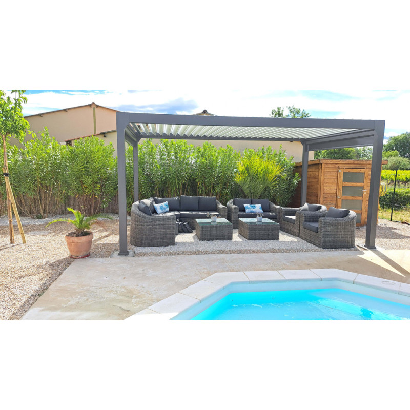 Pergola bioclimatique motorisée Pianela LDD gris sable 5 x 3 x 2,5 m