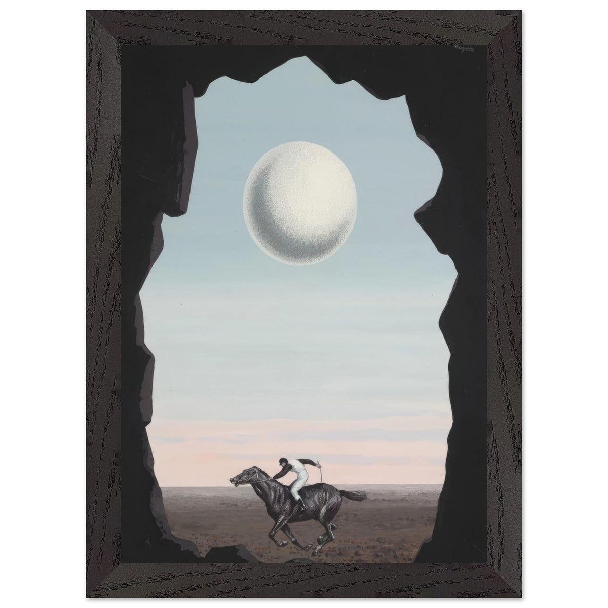 Artfulprints Poster met Lijst René Magritte - Le jockey perdu  - A4 21x29.7 cm - Blauw