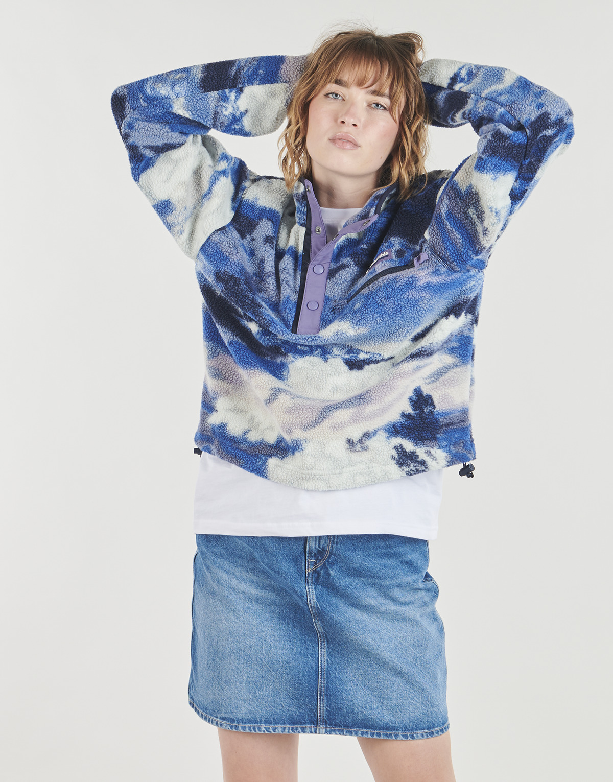 Columbia - HELVETIA II PRINTED CROPPED HALF SNAP FLEECE - Blue