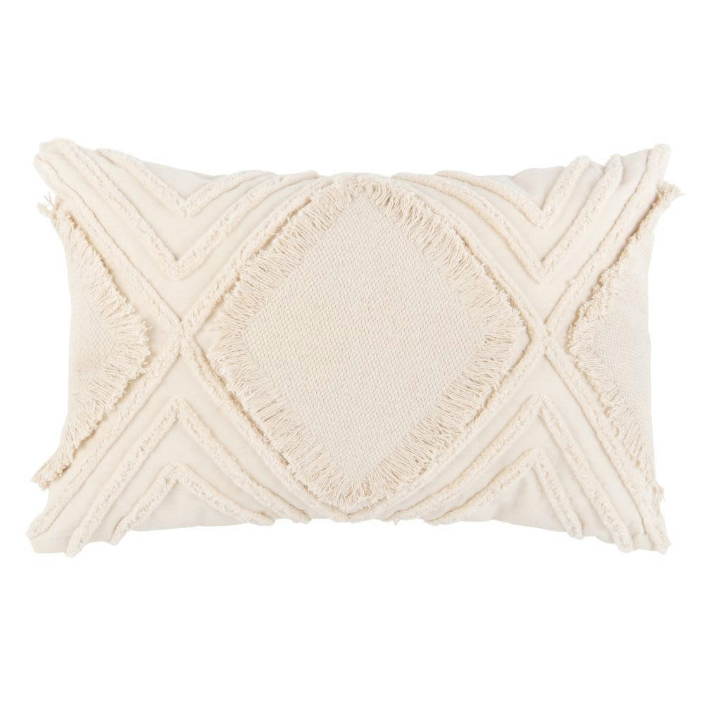 SILWA - Housse de coussin en coton tufté écru 30x50