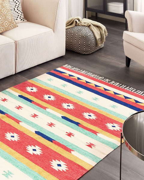 Dywan bawełniany kilim 140 x 200cm wielokolorowy