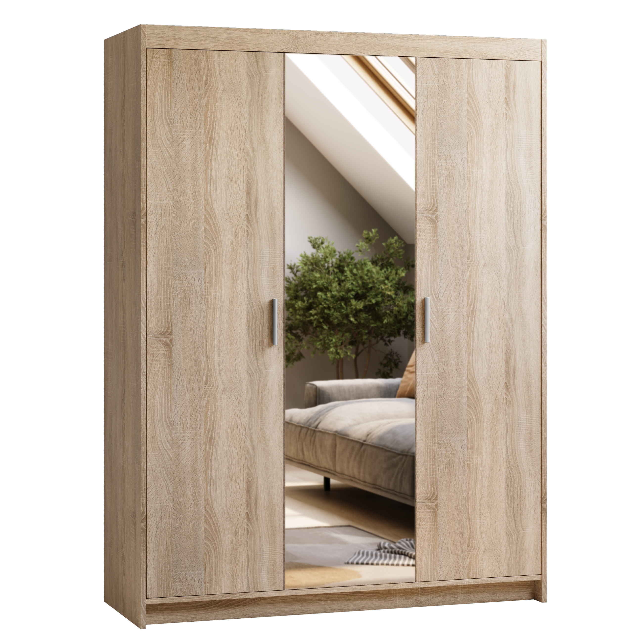 Szafa modułowa z lustrem 133 cm KUBA dąb sonoma