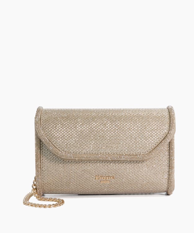 Bellini Gold - Diamante Trim Box Clutch Bag