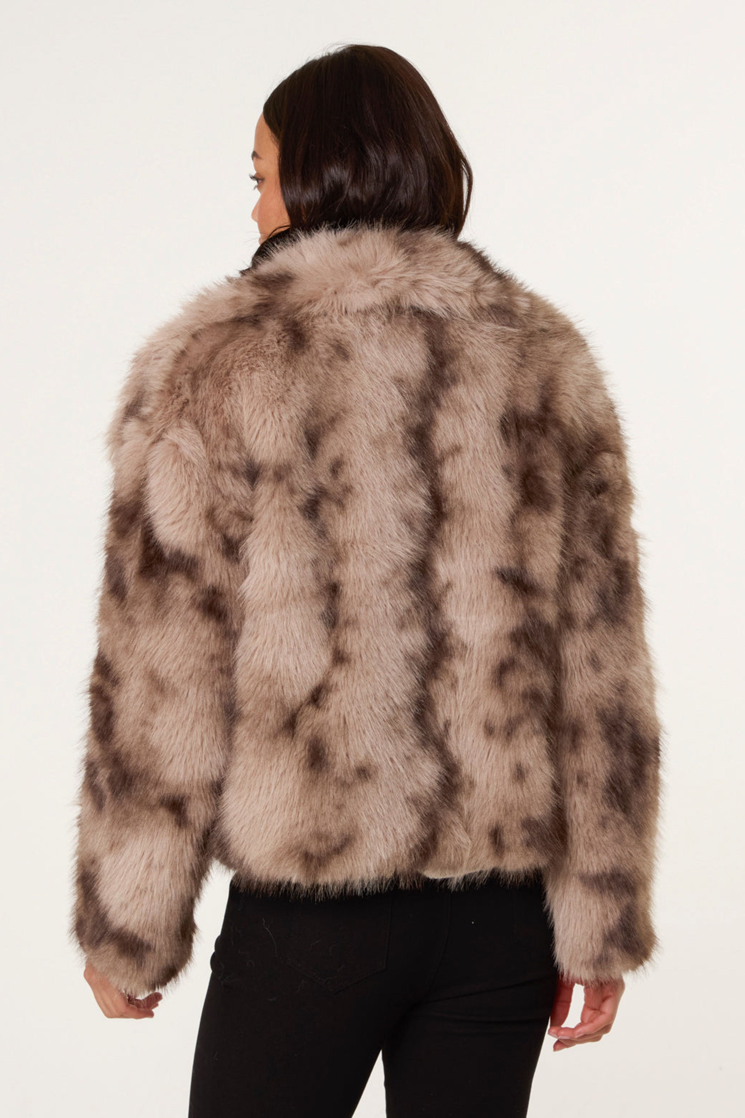 Blue Vanilla Light Brown Faux Fur Coat