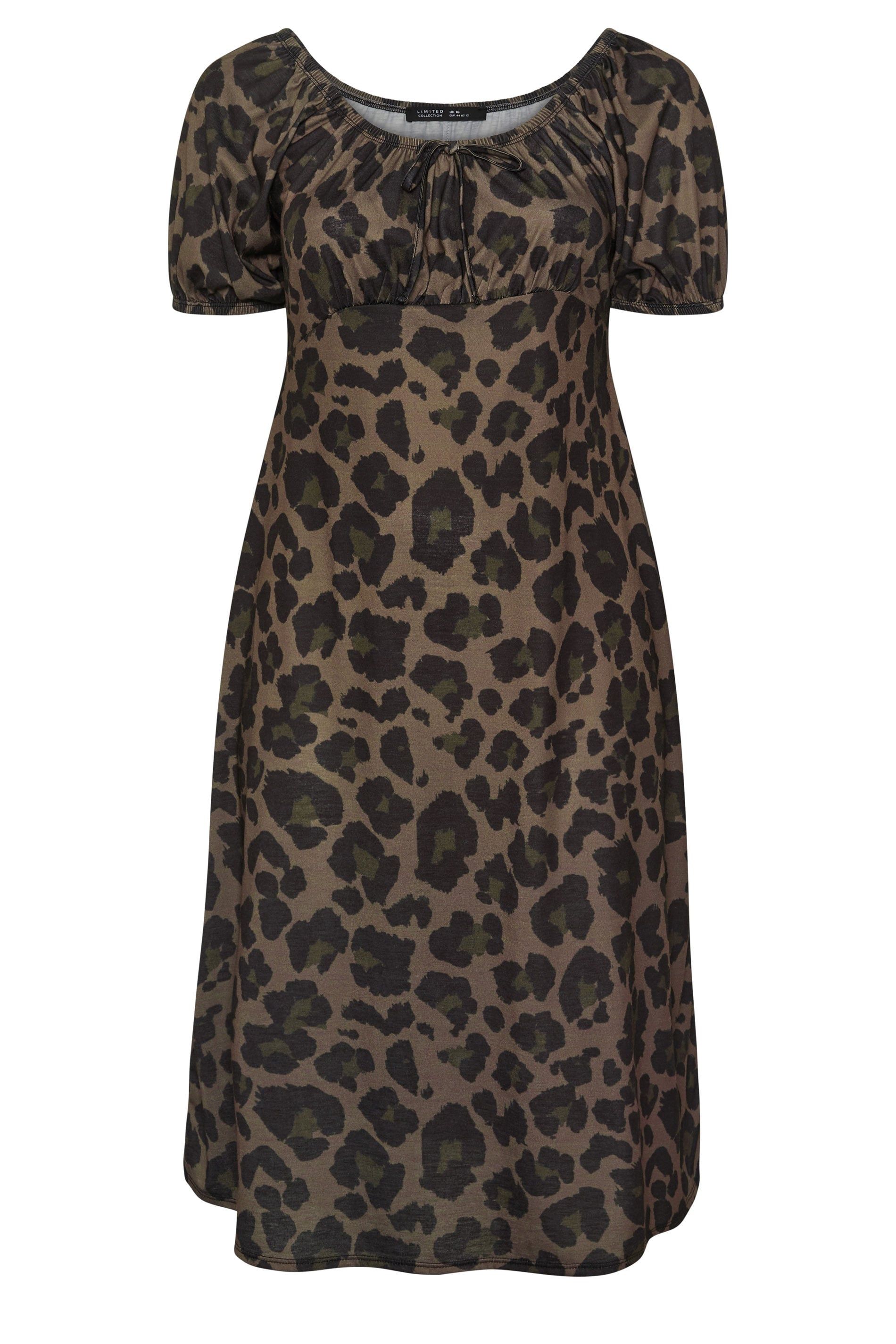 Yours Leopard Tie Neck Dress