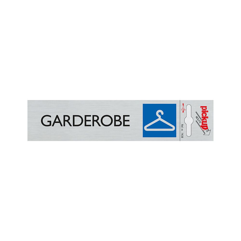 SKILT PICKUP GARDEROBE ALU 165 X 44 MM