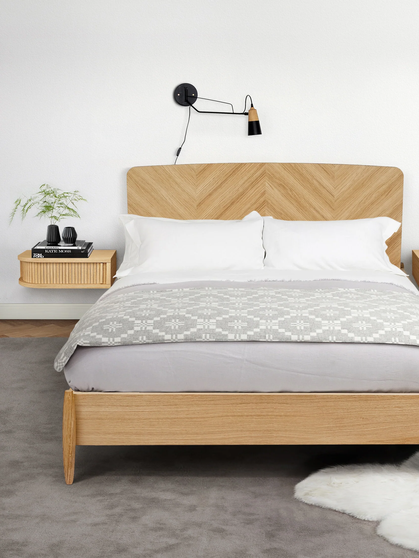 Holz-Wandnachttisch Farsta Tambour mit Schublade