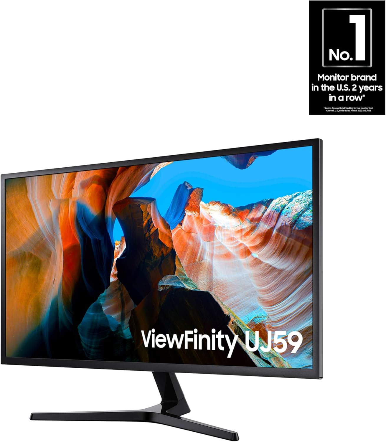 SAMSUNG 32 UJ59 Series 4K UHD (3840x2160) Computer Monitor VA Panel  HDMI  Display Port  Eye Saver/Flicker Free Mode  FreeSync  LU32J590UQNXZA  Black