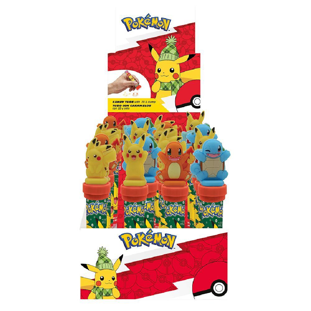 Tube de 20 bonbons Pokémon avec capuchon tampon