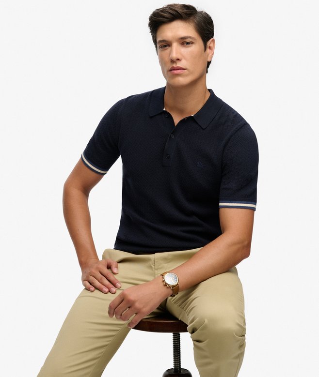 Knitted Texture Short Sleeve Polo Shirt
