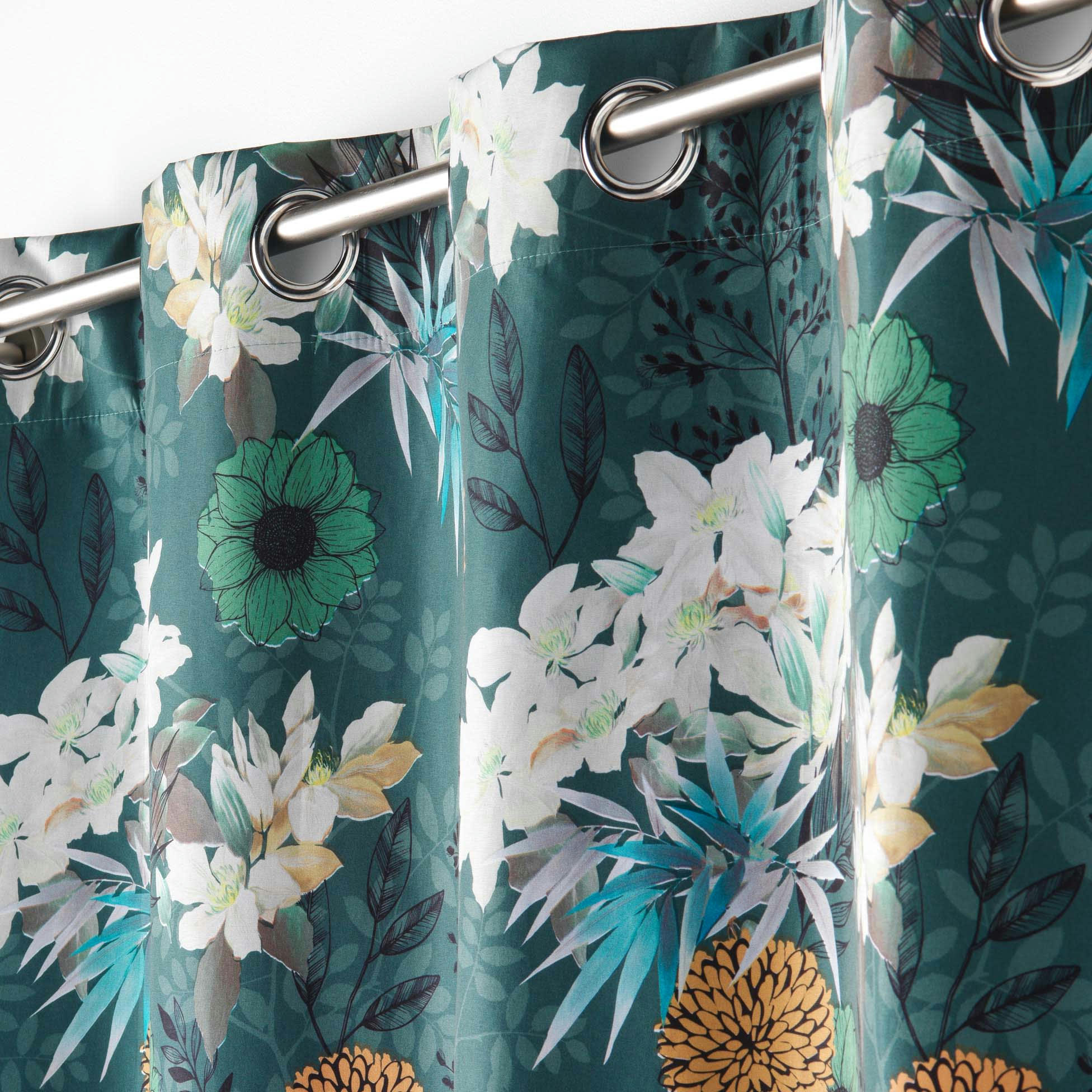 OSAKA - Rideau occultant en microfibre fleurie multicolore 260x135cm