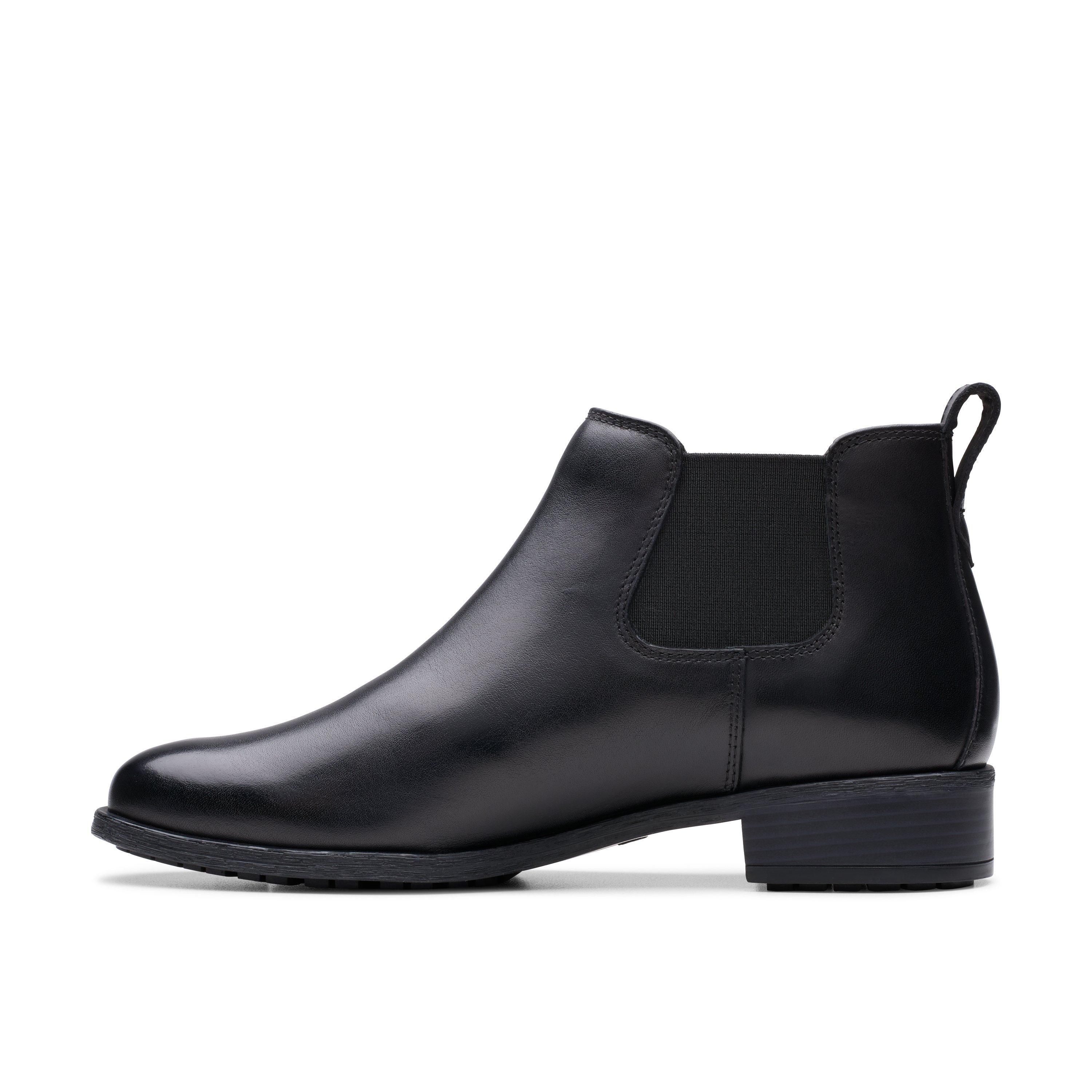Clarks Havisham Top Ankle Boot Black Leather Ankle Boots