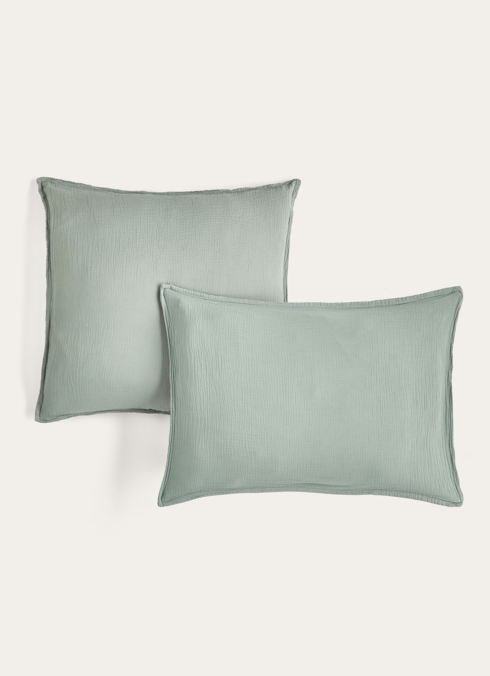 LOT DE 2 TAIES D'OREILLER DOUBLE GAZE DE COTON MOUSSE