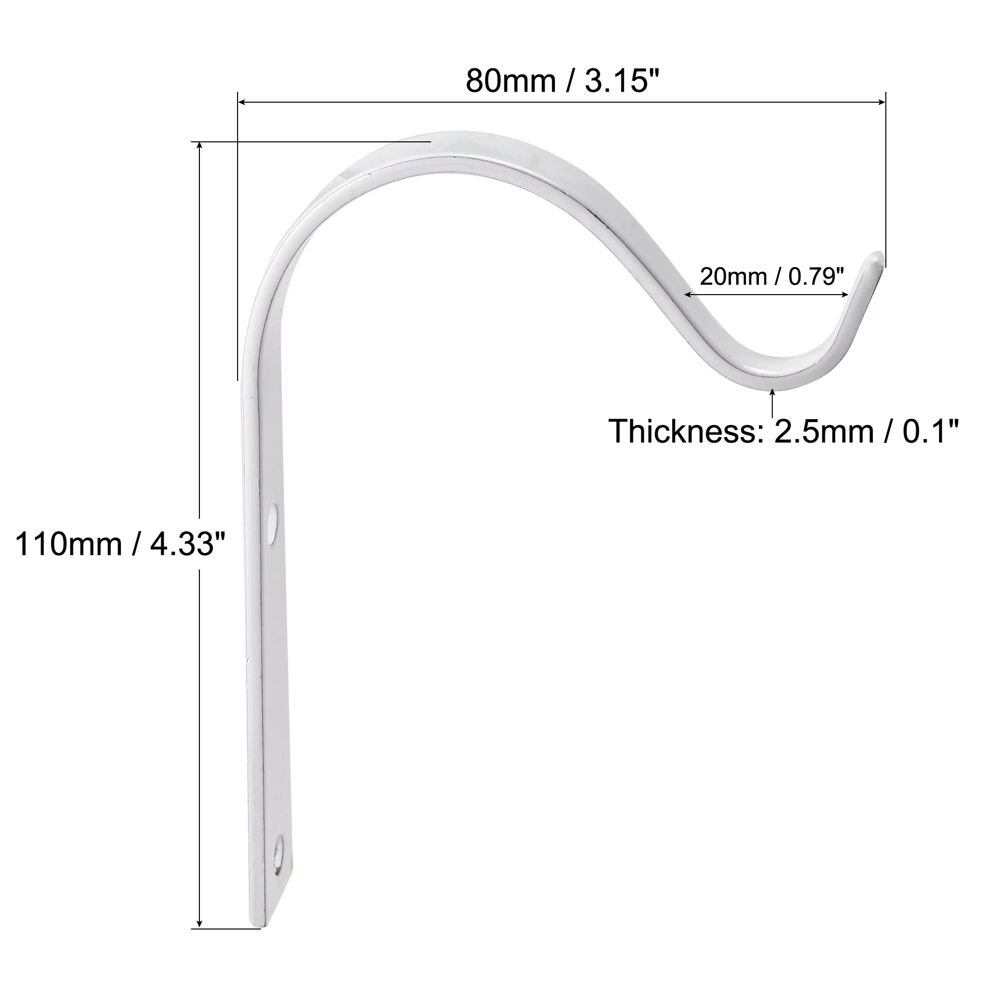 2pcs Iron Wall Hooks 4 Inch White Hanging Bracket for Hanging Lanterns Plants