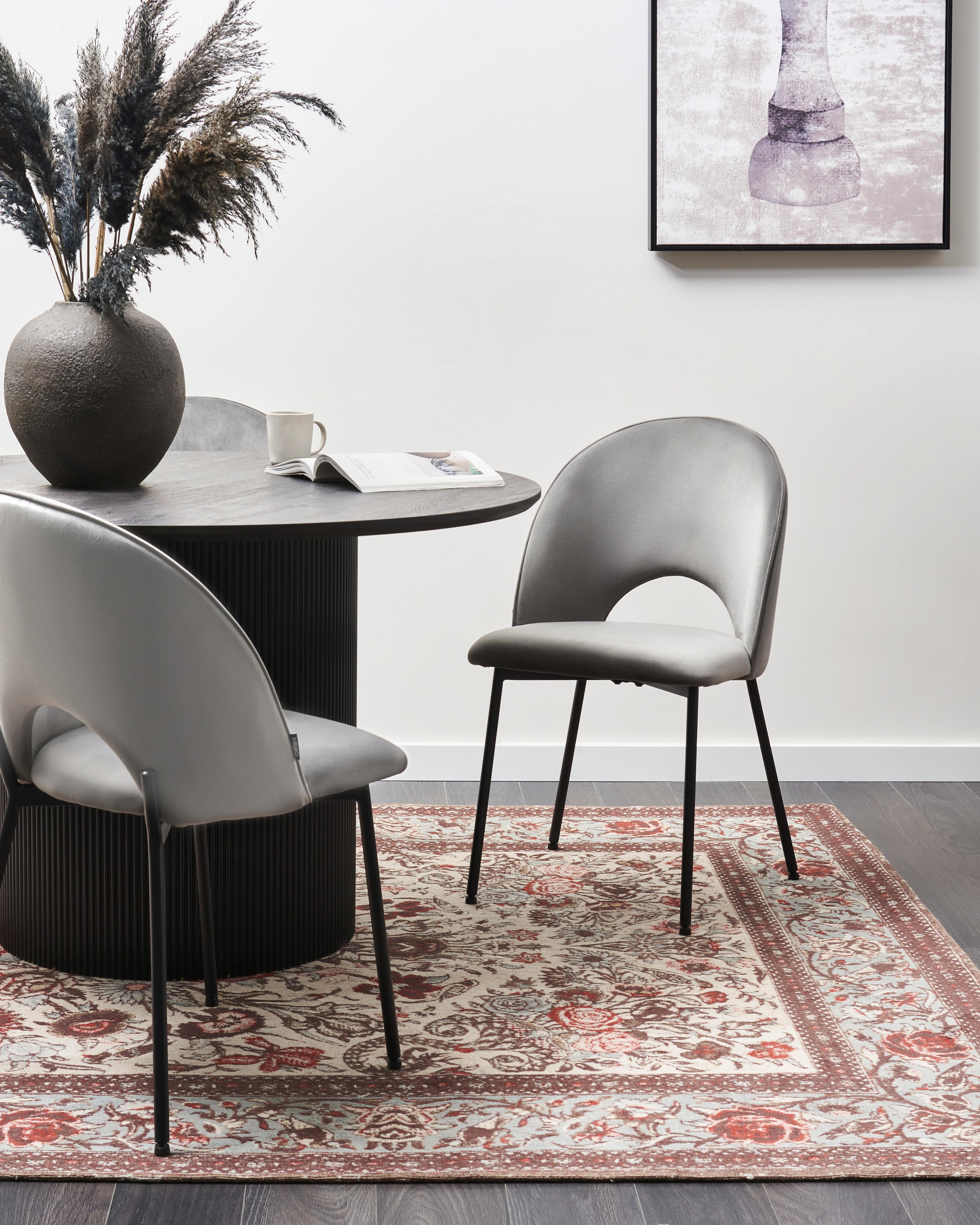 Set of 2 Dining Chairs COVELO Velvet Grey