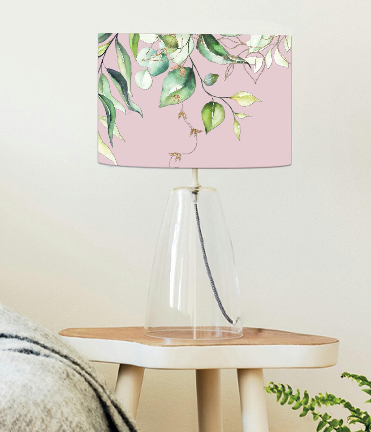 COLORS - Abat-jour chevet Branche Rose Poudré D: 25 x H: 20