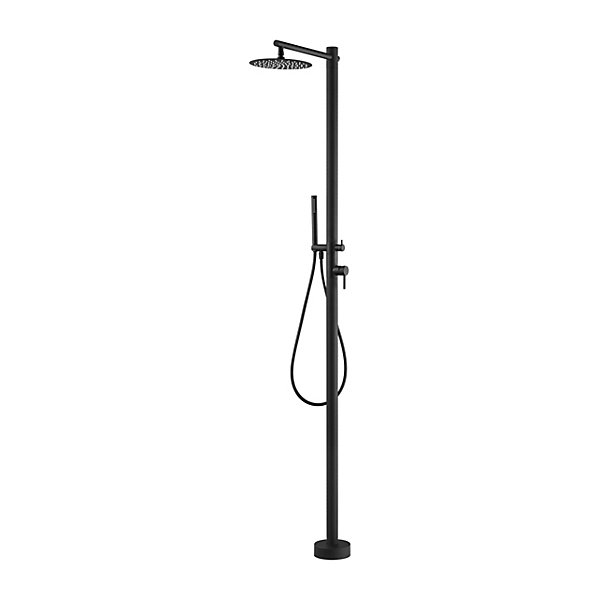 Douche noire en inox 316 pour piscine diffuseur orientable et robinet integre