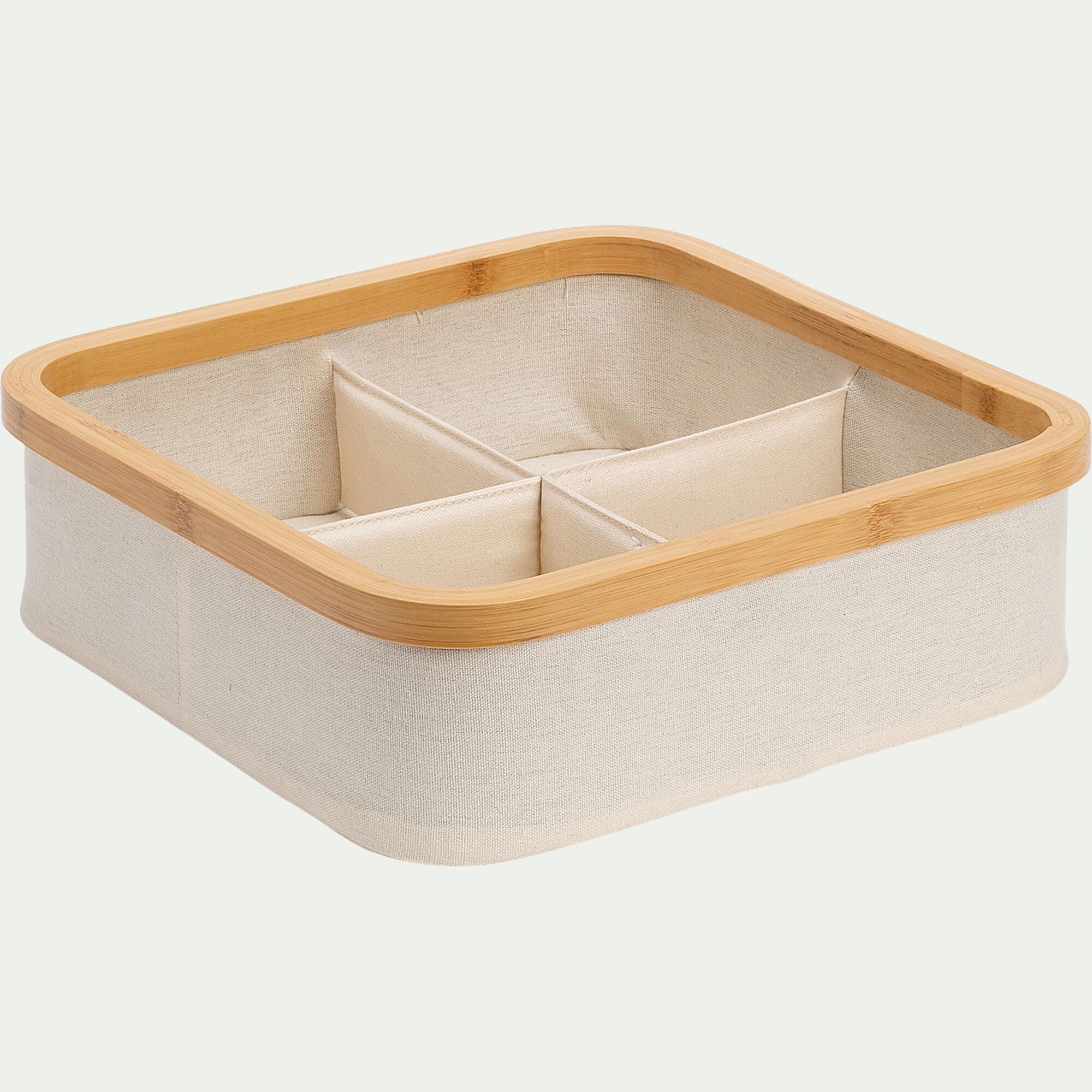 LINO - Panier en polycoton et bambou H9xL30cm - blanc