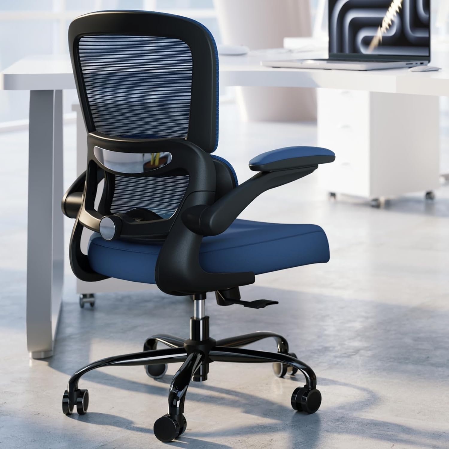 TRALT Office Chair - Ergonomic Desk Chair with Adjustable Lumbar Support, Mesh Computer Chair, Executive Chairs for Home Office Comfortable Lumbar Support (Deep Blue)