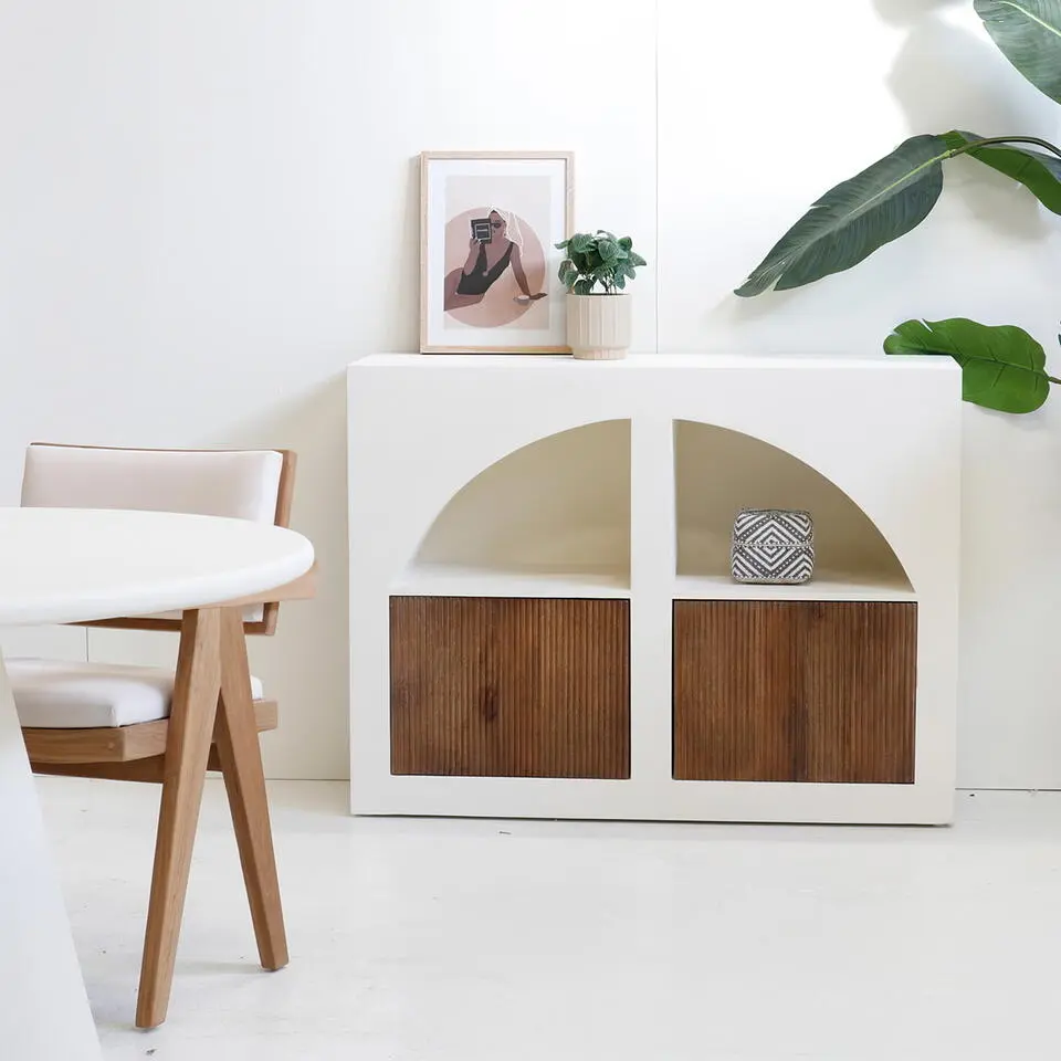 Dressoir Mangohout - Beton Cir&eacute; - 120x40x90cm - Min&eacute;