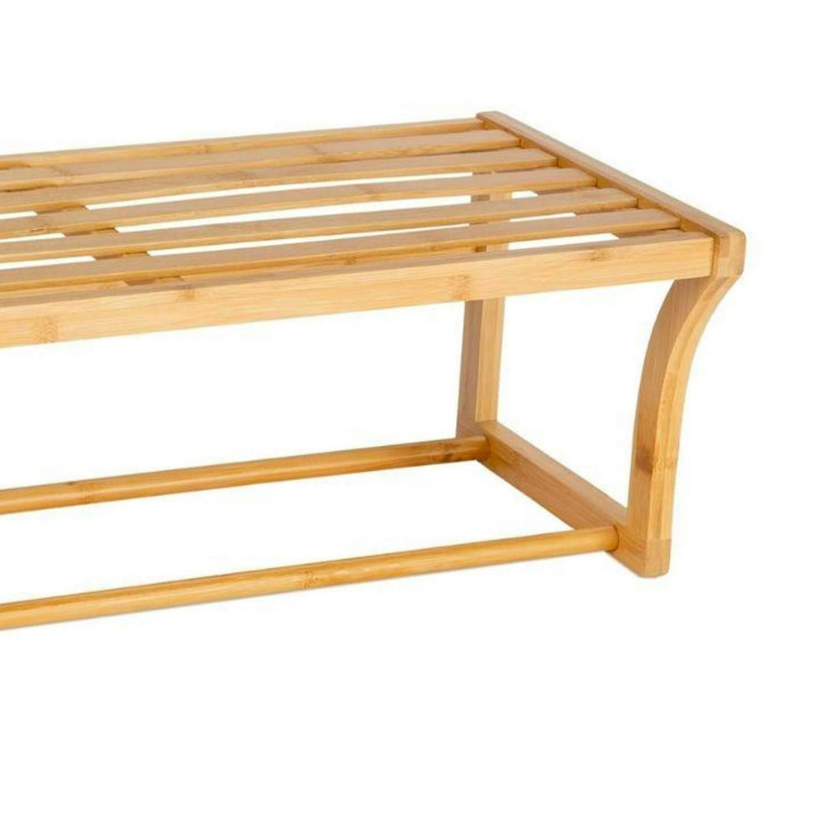 - Porte-serviette mural bambou avec étagère - 60x25.5x20.5cm