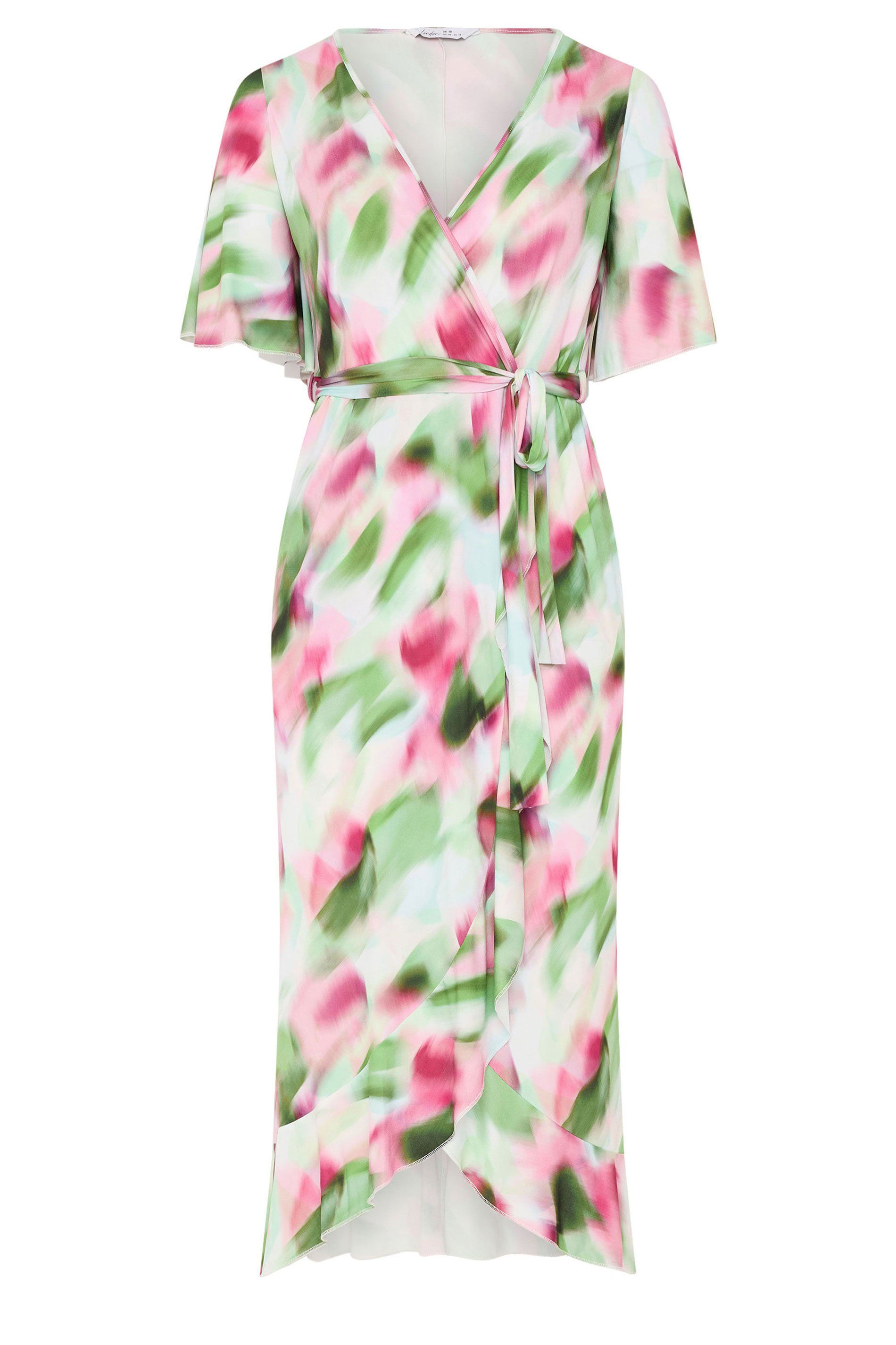Yours Abstract Ruffle Hem Wrap Dress