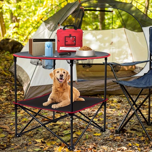 NNETM Folding Camping Table with Cup Holders & Carry Bag