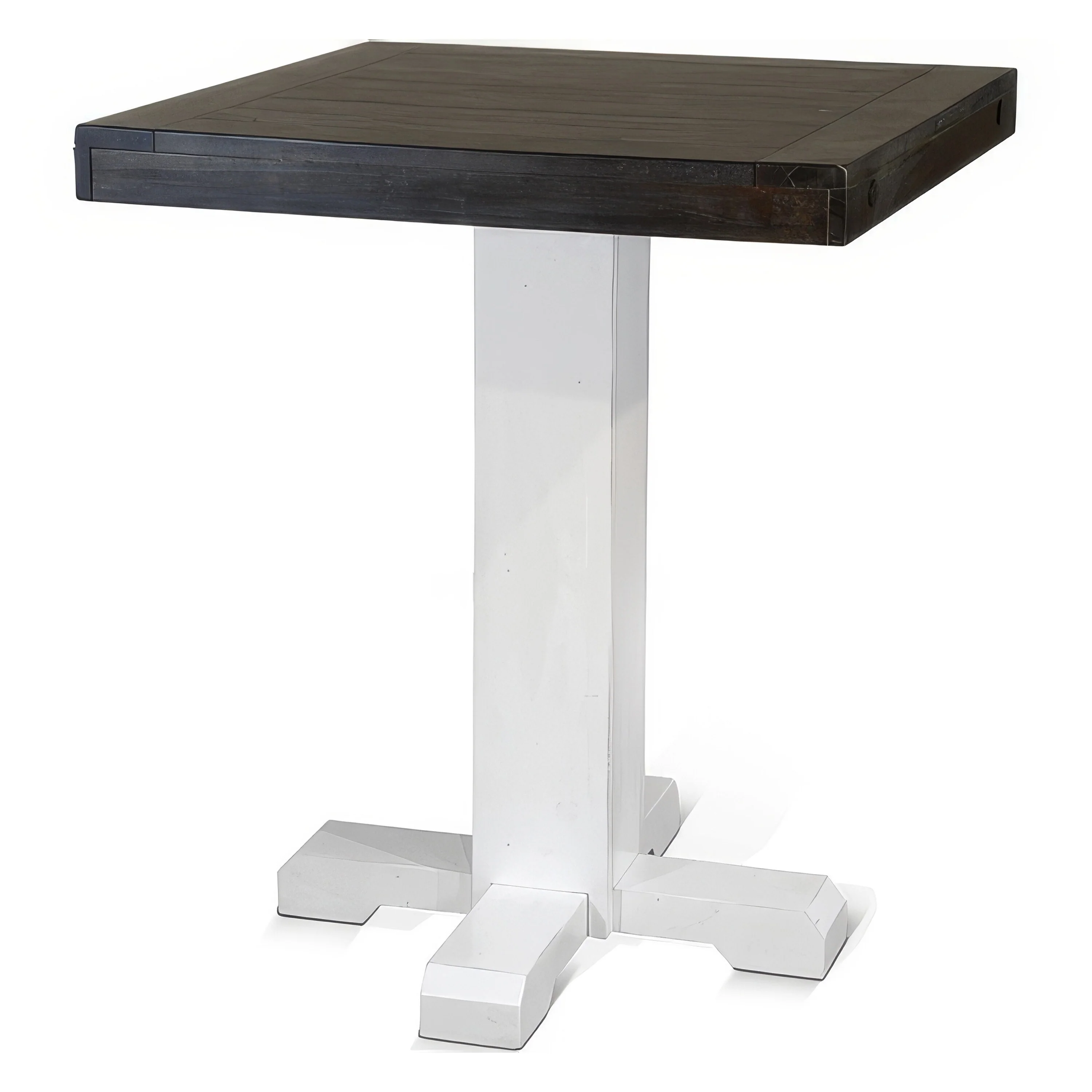 Orso Bar Table, Adjustable White Pedestal Base, 36 Inch Brown, White