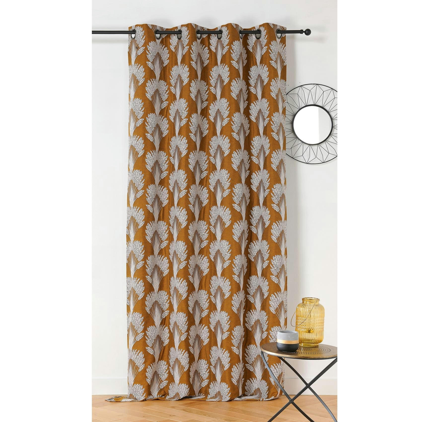 - Rideau imprimé en fils recyclés polyester jaune foncé 140x240 cm