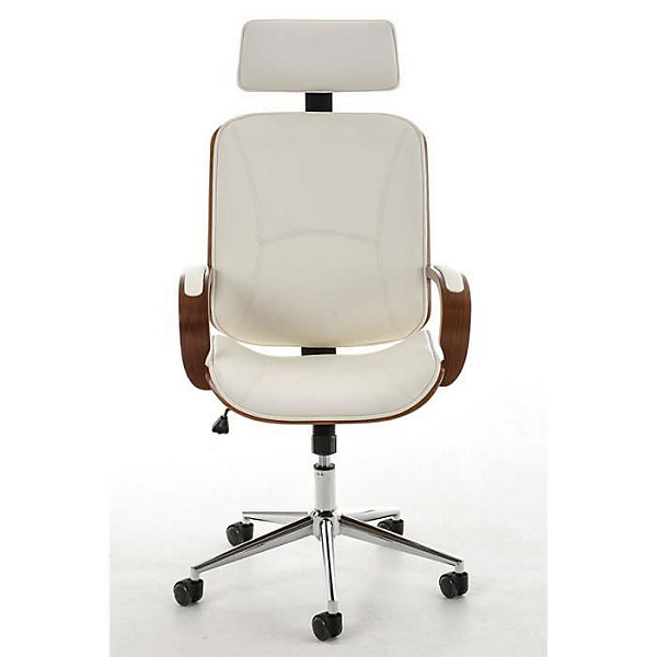 Fauteuil de bureau CLP Dayton Similicuir Blanc et marron réglable