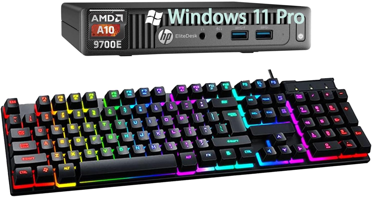 HP EliteDesk 705 G3 Mini Desktop Computer | AMD A12-9800E(3.1GHz-3.8GHz) | 8GB RAM | 256GB SSD | Keyboard & Mouse | USB WiFi | USB BT | Windows 11 Pro (Renewed)