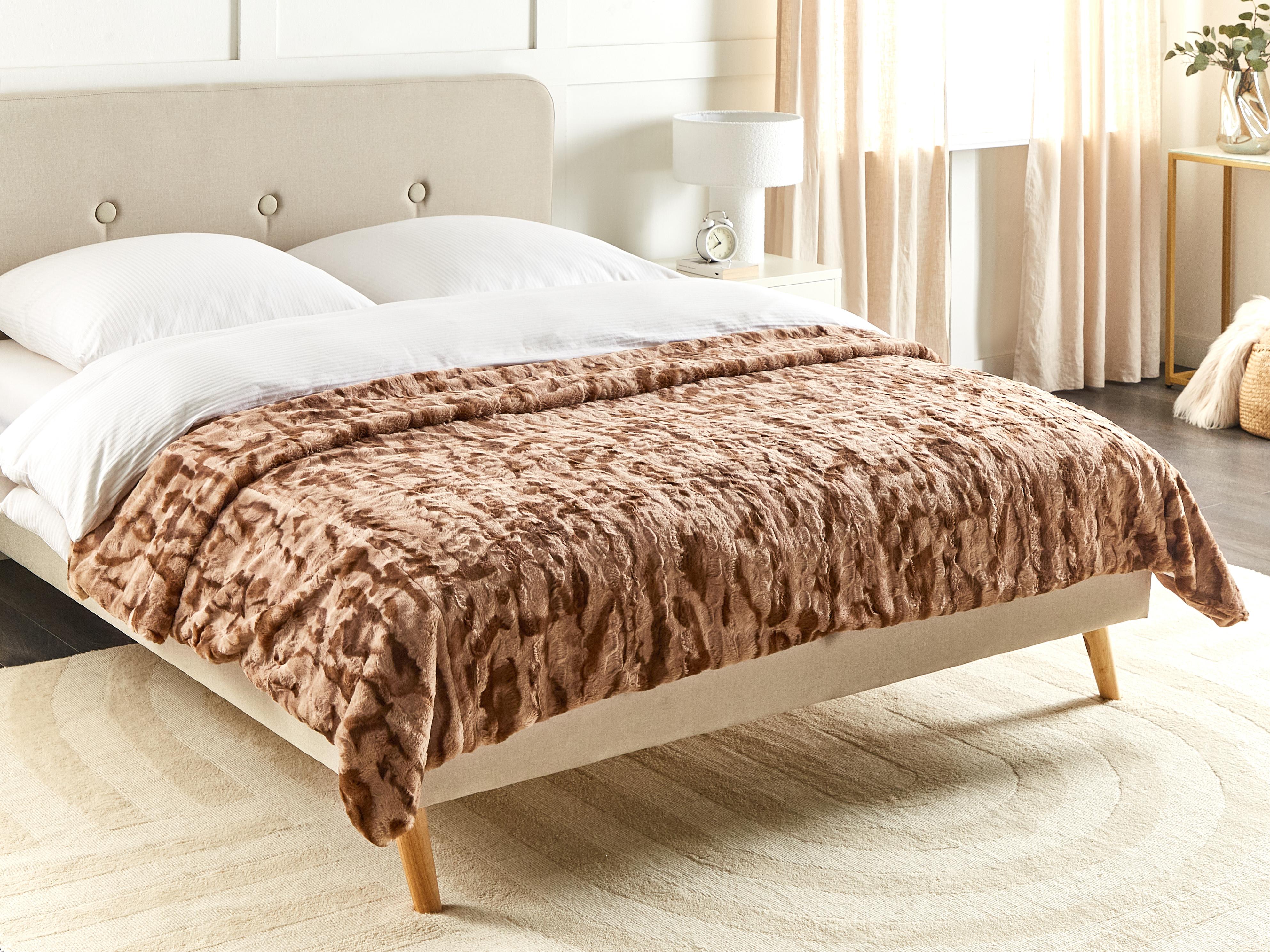 Blanket BAKIRA Faux Fur 200 x 220 cm Brown