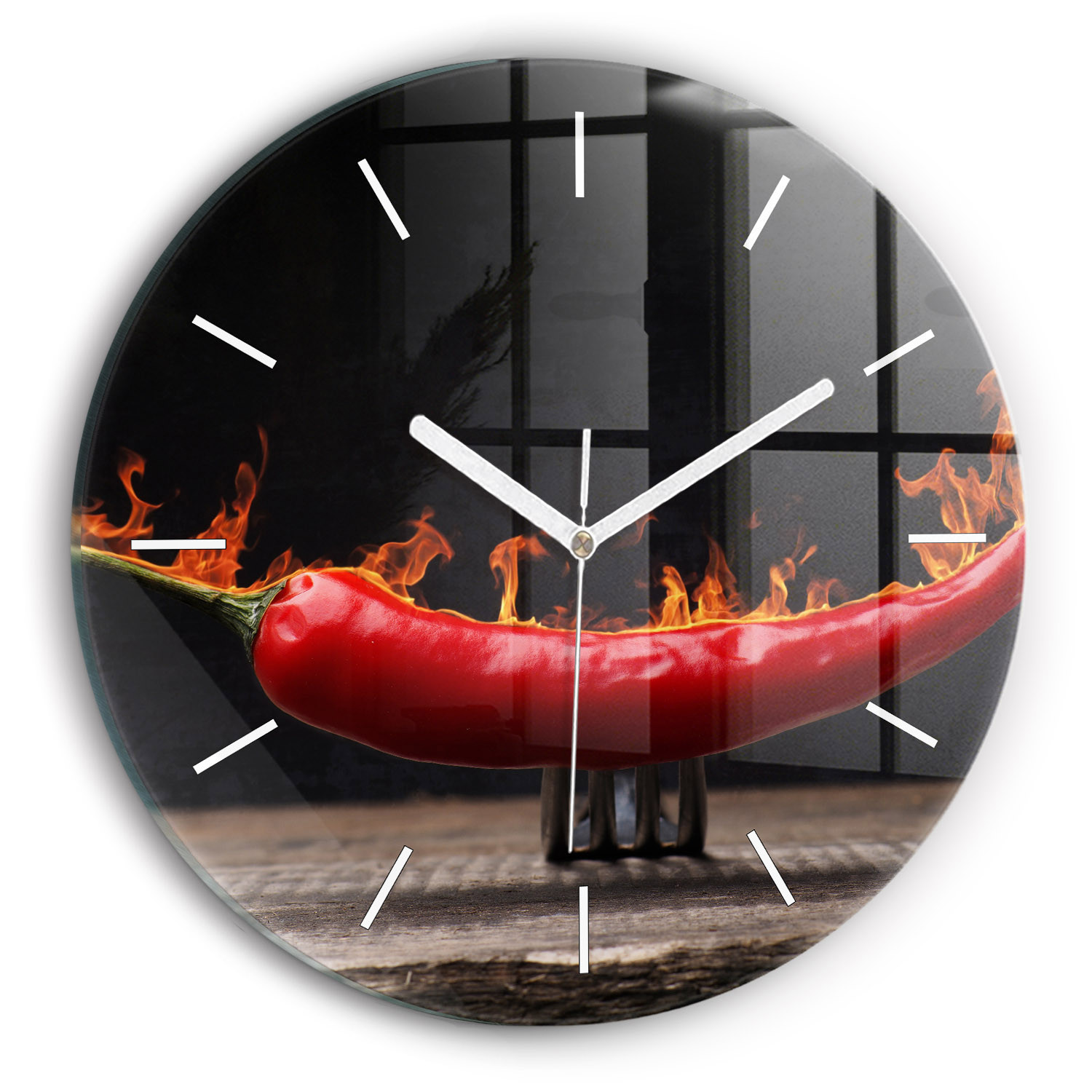 Zegar ze szkła ścienny Papryczka pepperoni fi30