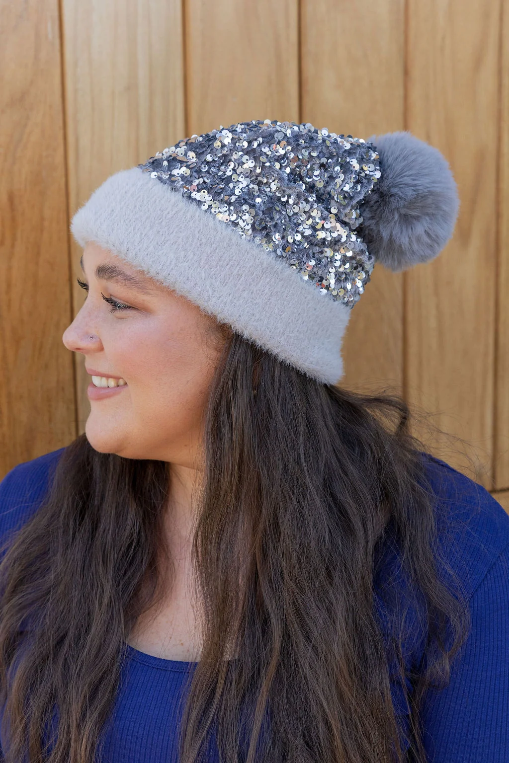 Glitzy Beanie in Grey