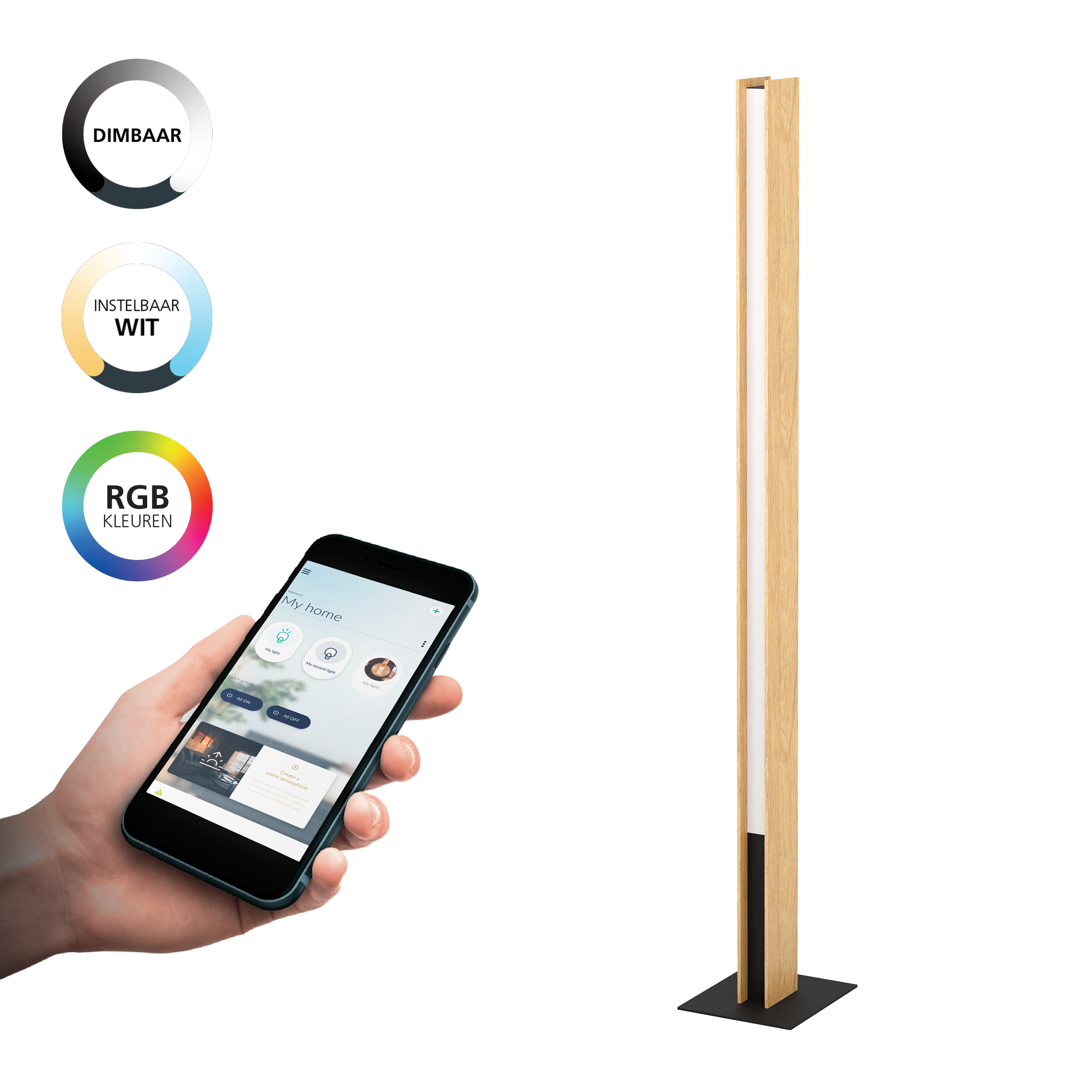 EGLO connect.z vloerlamp Anchorena-Z - 150cm - bruin/zwart/wit - rgb