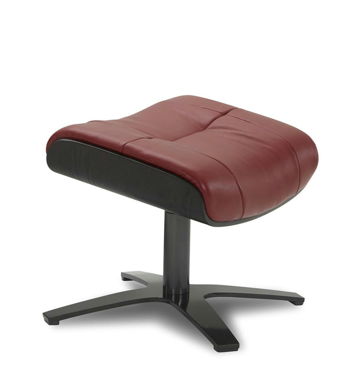 NAOS - Pouf en cuir et chêne noir - Cuir Rouge