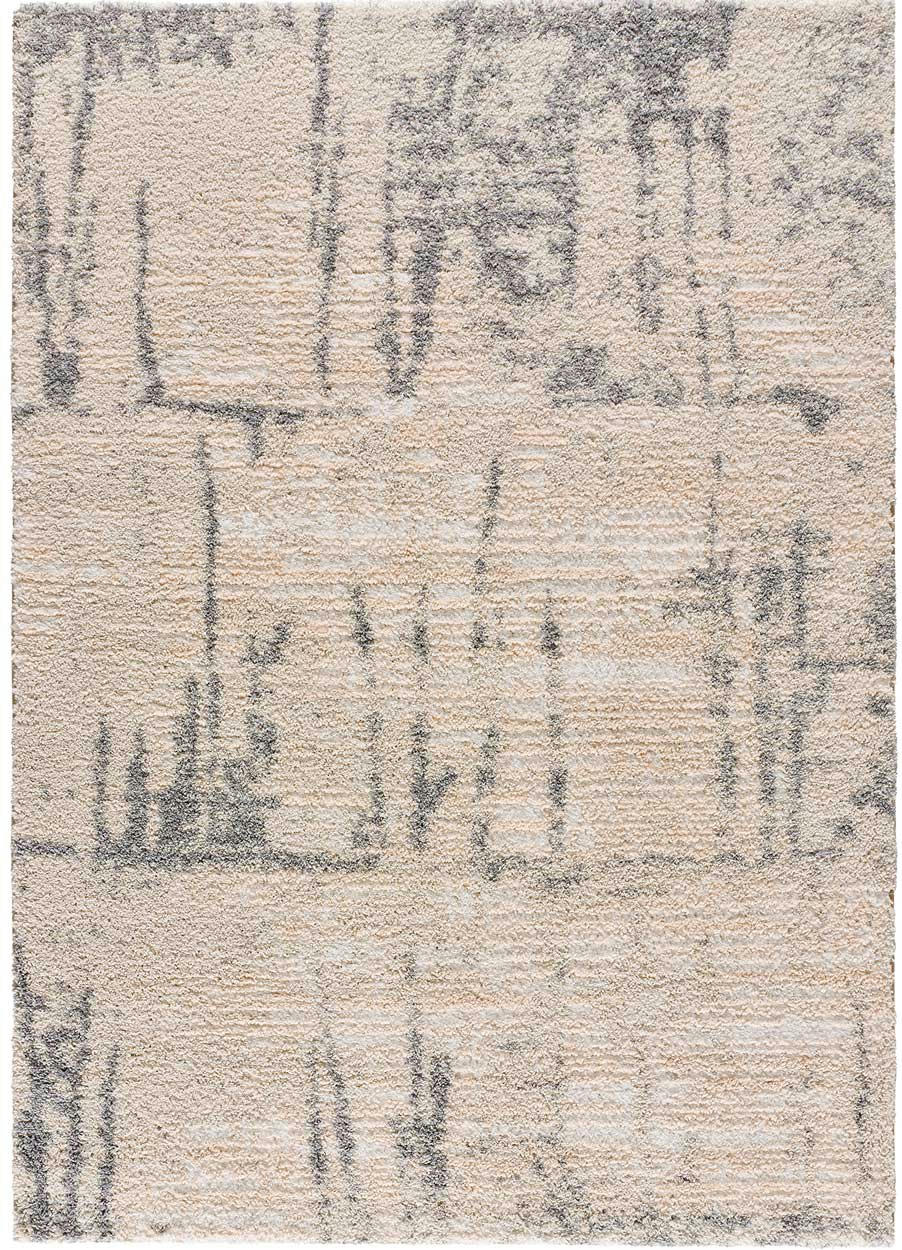 ENYA - Tapis shaggy aux textures mélangées argent, 080X150 cm