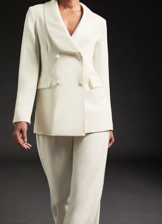 Iris Ivory Crepe Bridal Tuxedo Jacket