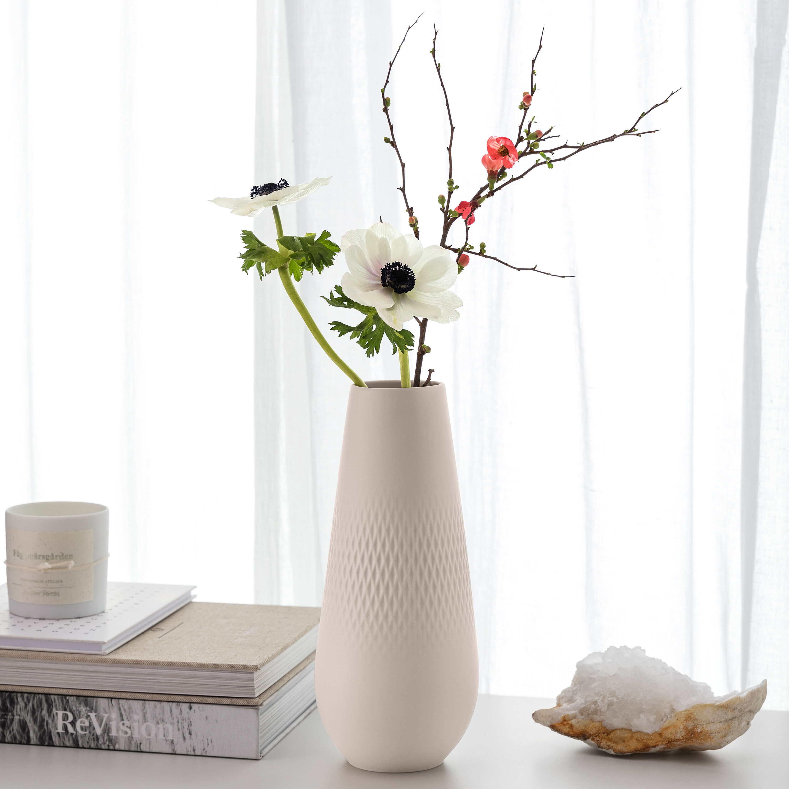 Manufacture Vase - Beige, 4.6'' x 10.5'', Premium Porcelain